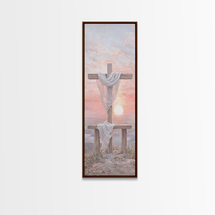 Mercy At Sunrise | Framed Canvas Print | Tall Narrow Wall Art | Christian Wall Art | Christian Painting | Christian Christmas Art | Christi