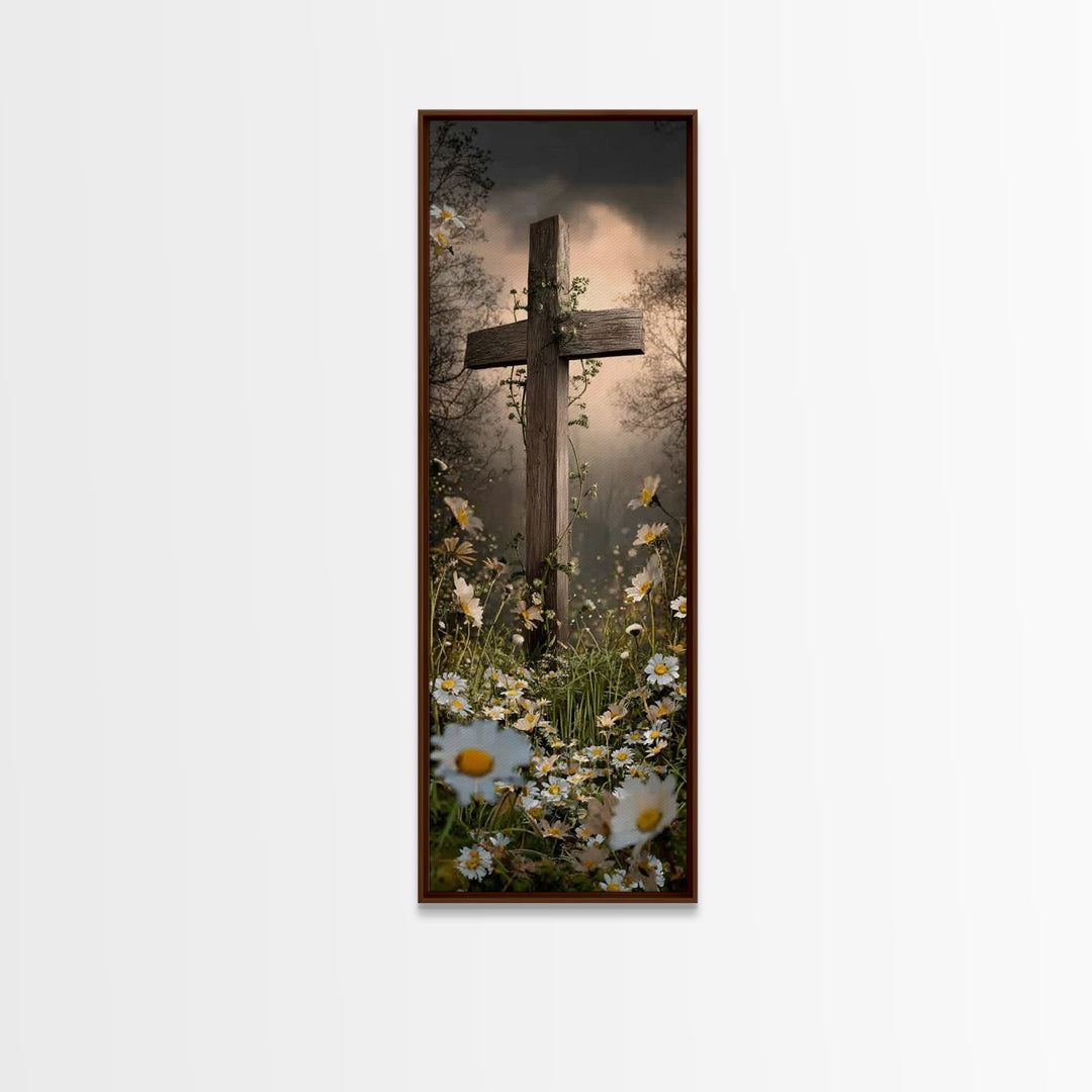Light Of Salvation – Framed Canvas Print – Narrow Art – Christian Wall Art – Christian Art Print – Christian Christmas Art – Jesus Painting