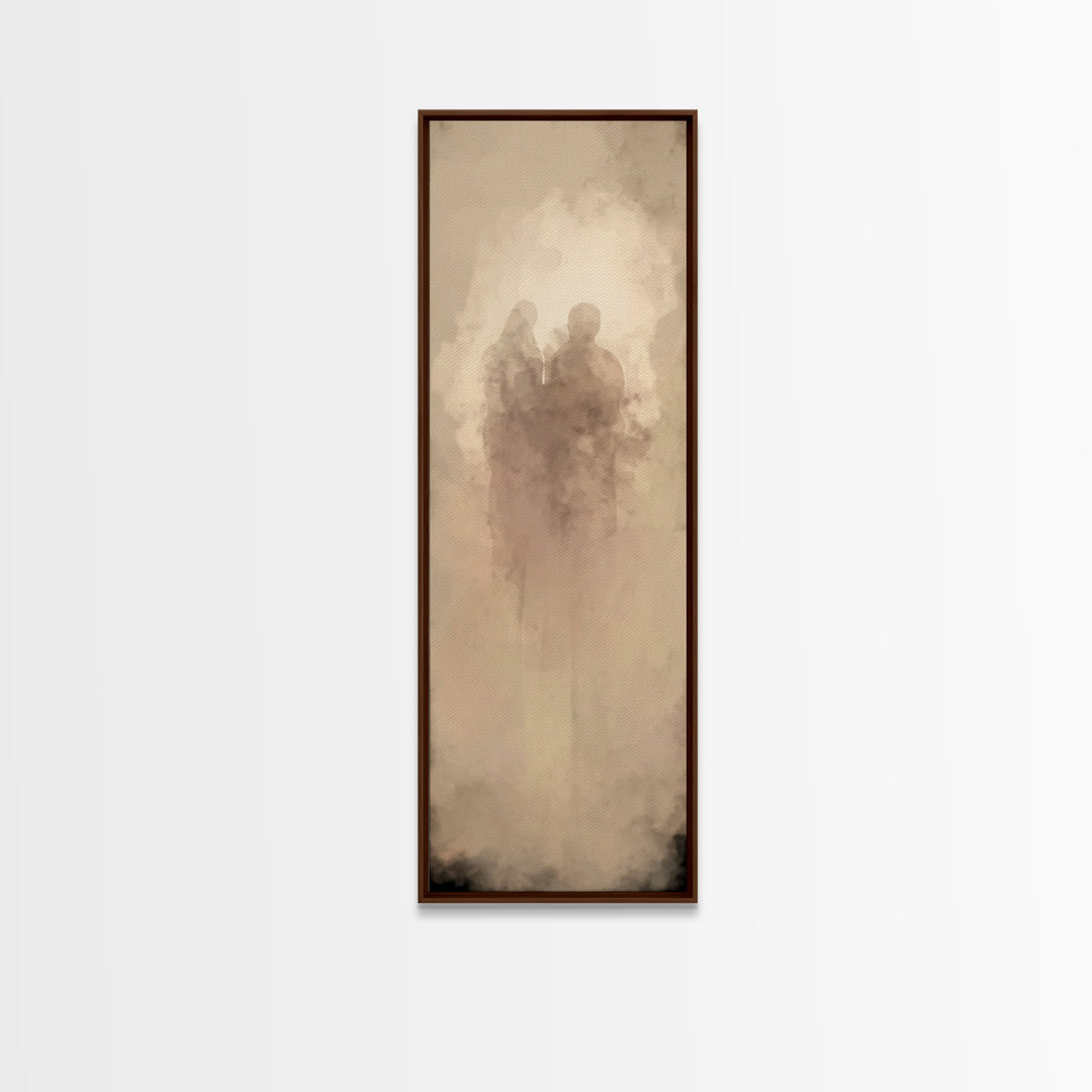 Sacred Reunion | Framed Canvas Print | Narrow Art | Christian Wall Art | Christian Art Print | Subtle Christian Paintings | Christian Decor