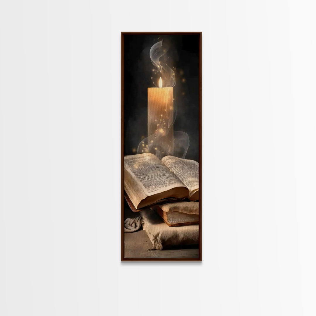 Eternal Book Glow – Framed Canvas Print – Skinny Art – Christian Art Canvas – Christian Wall Art – Vintage Christian Art – Christian Gift I