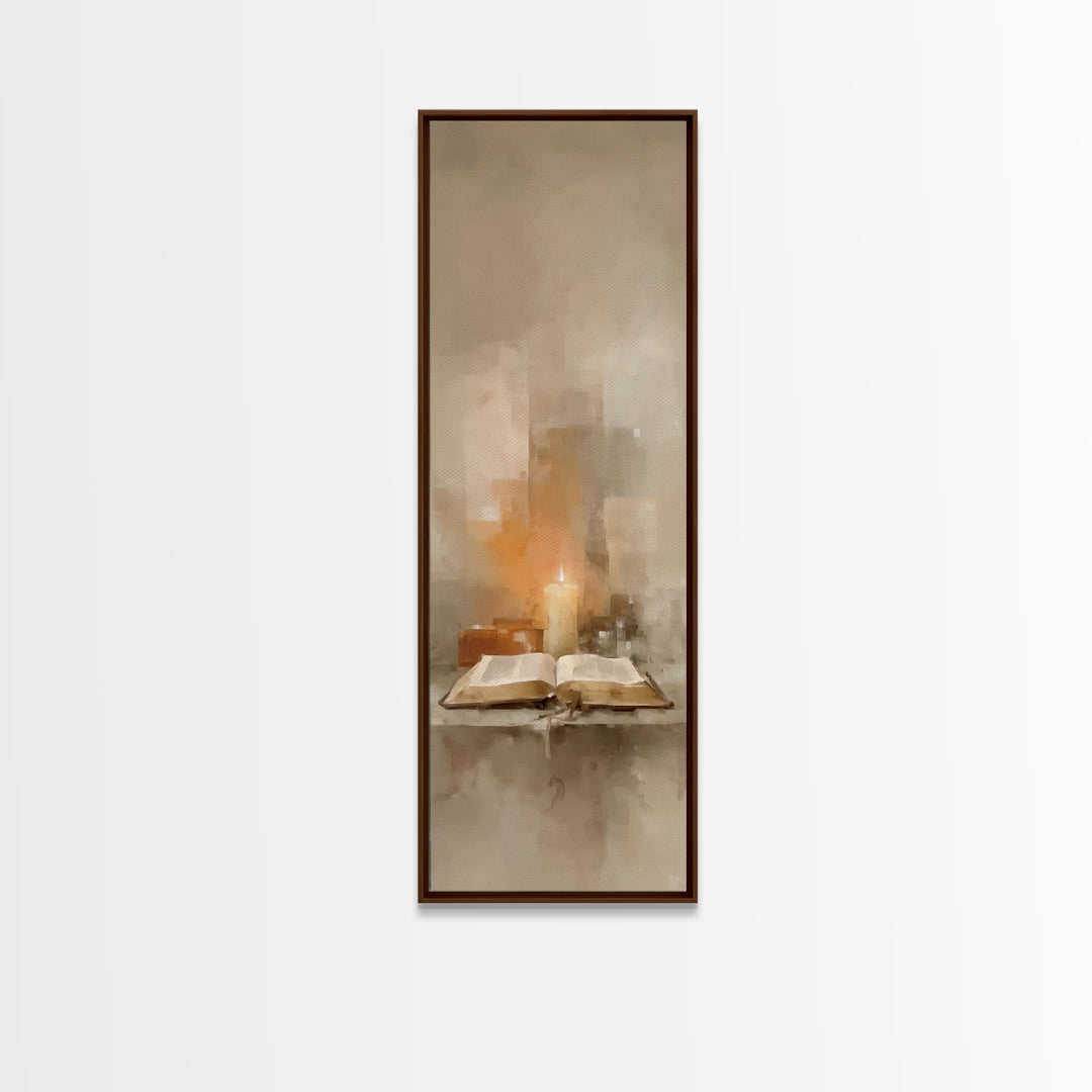 Holy Table Light – Framed Canvas Print – Tall Skinny Art Print – Christian Wall Art – Subtle Christian Art – Christian Art Canvas – Christi