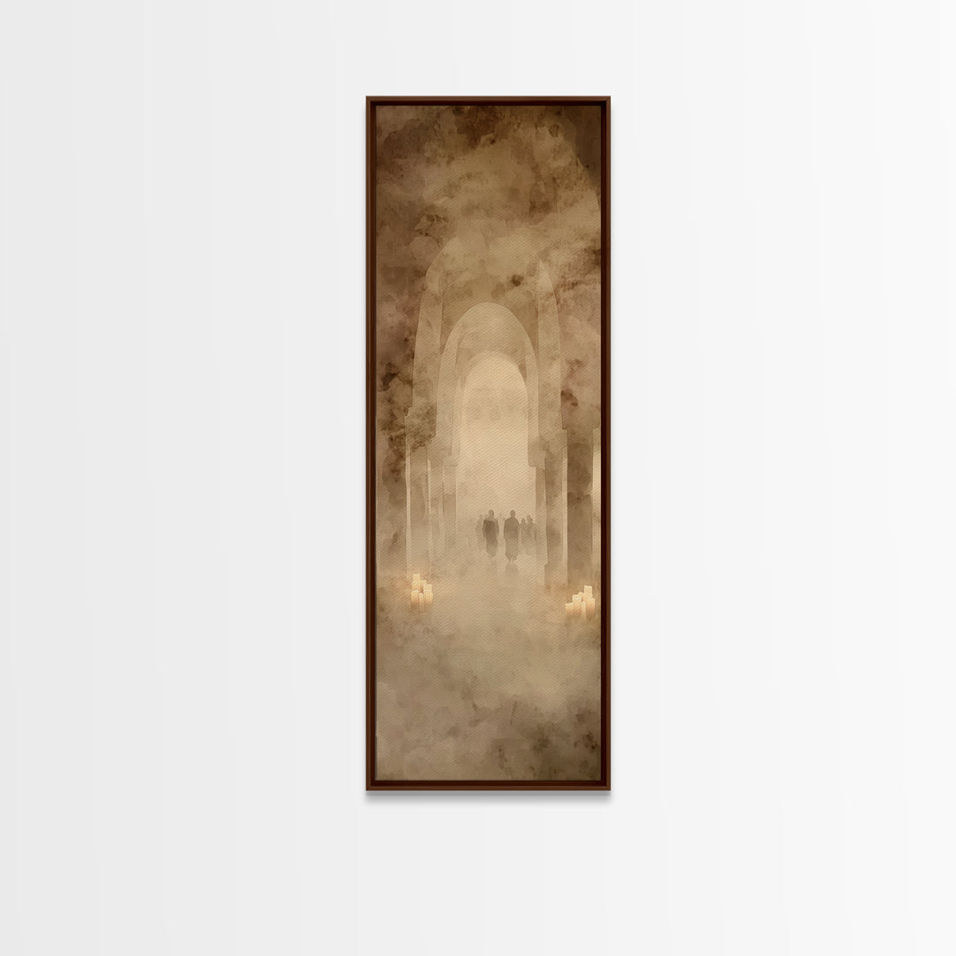 Pilgrims In Halls – Framed Canvas Print – Tall Skinny Art Print – Christian Art Canvas – Christian Wall Art – Vintage Christian Art – Chris