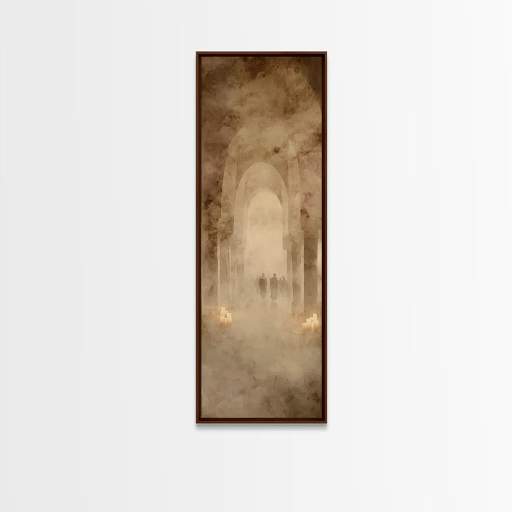 Pilgrims In Halls – Framed Canvas Print – Tall Skinny Art Print – Christian Art Canvas – Christian Wall Art – Vintage Christian Art – Chris