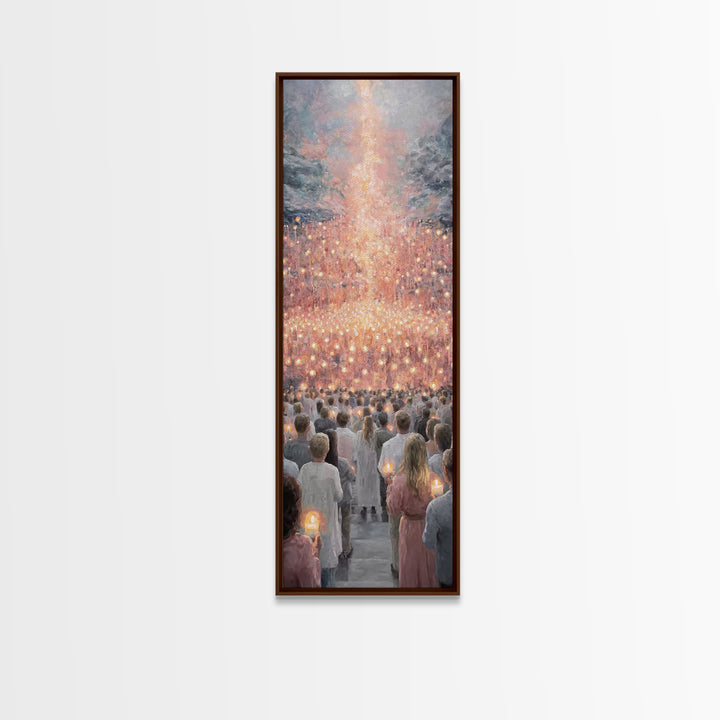 Radiant Ascent | Framed Canvas Print | Christian Art Print | Christian Christmas Art | Modern Christian Art | Tall Narrow Wall Art