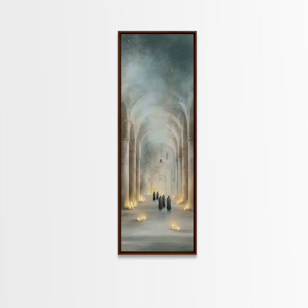 Sacred Hall Gathering – Framed Canvas Print – Tall Narrow Wall Art – Christian Art Canvas – Christian Wall Art – Vintage Christian Art – Ch