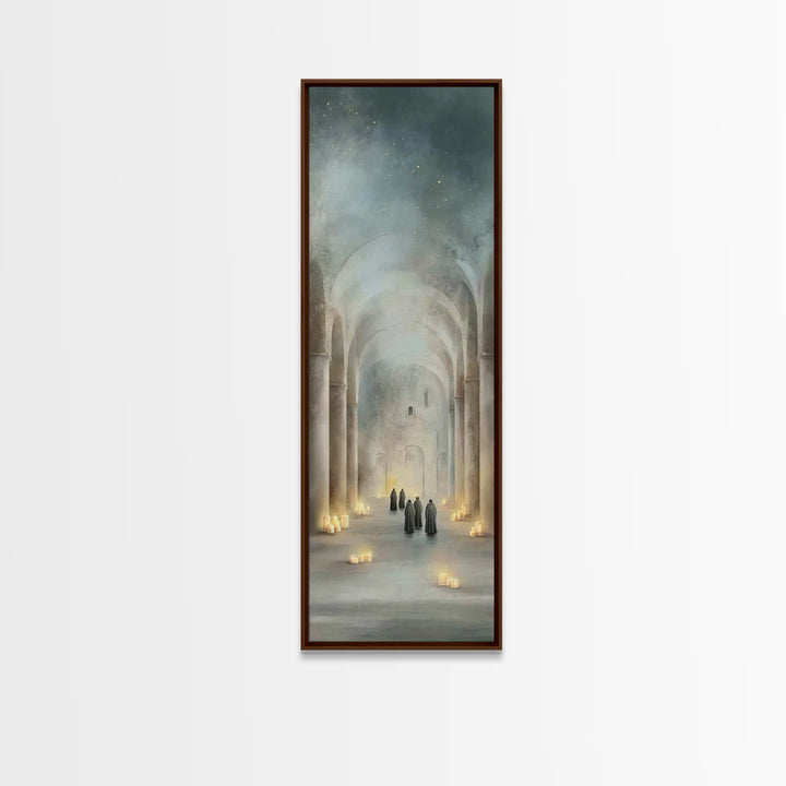 Sacred Hall Gathering – Framed Canvas Print – Tall Narrow Wall Art – Christian Art Canvas – Christian Wall Art – Vintage Christian Art – Ch