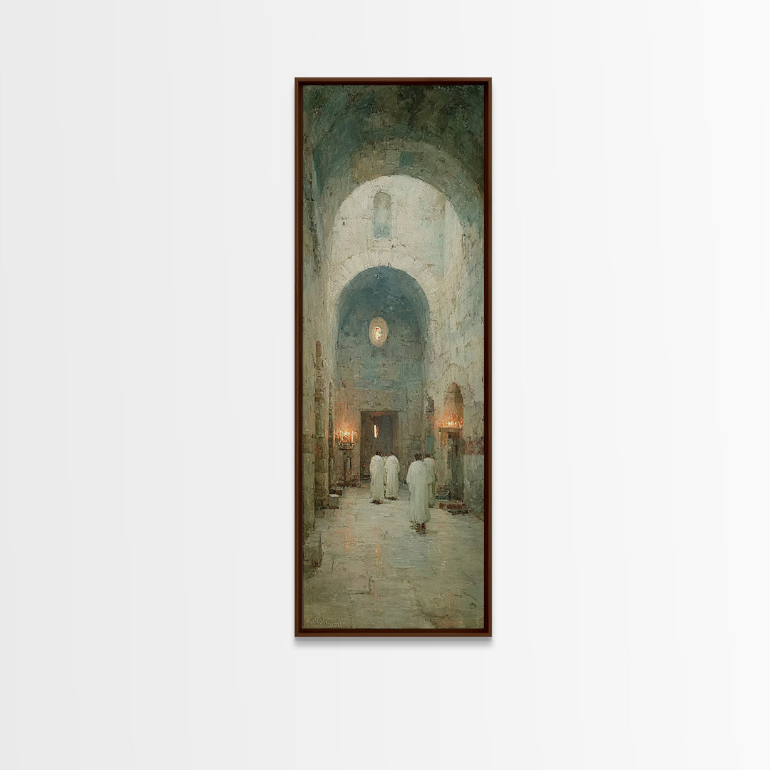 Ancient Chapel Calm – Framed Canvas Print – Narrow Art – Christian Art Print – Subtle Christian Art – Christian Wall Art – Christian Decor