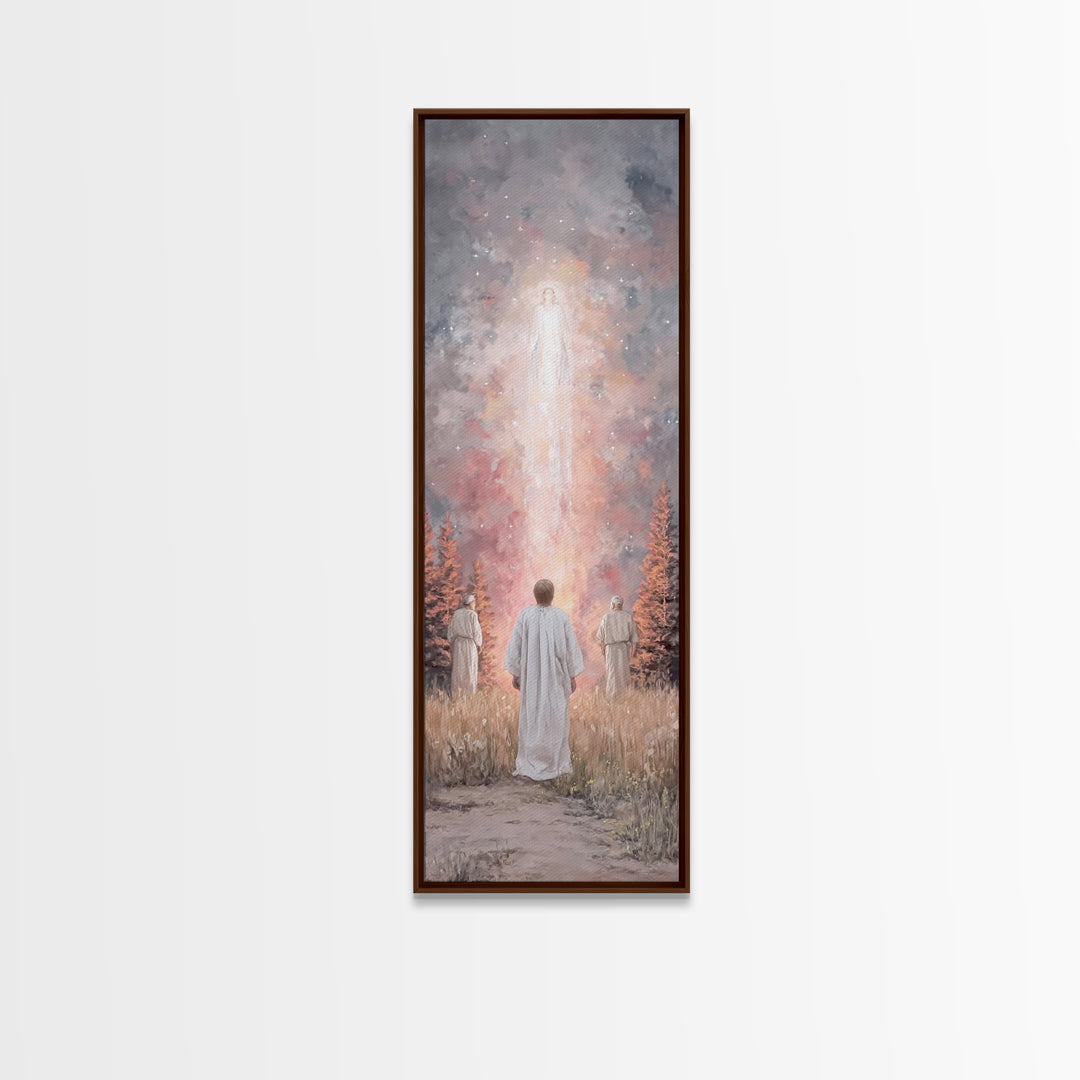 Heavenly Rising Glow – Framed Canvas Print – Tall Skinny Art Print – Christian Wall Art – Christian Art Canvas – Jesus Painting – Christian