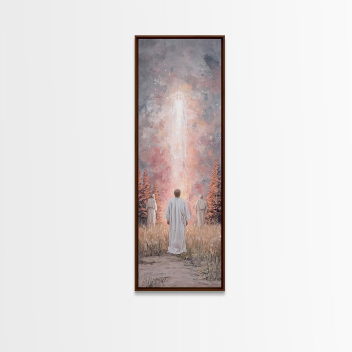 Heavenly Rising Glow – Framed Canvas Print – Tall Skinny Art Print – Christian Wall Art – Christian Art Canvas – Jesus Painting – Christian