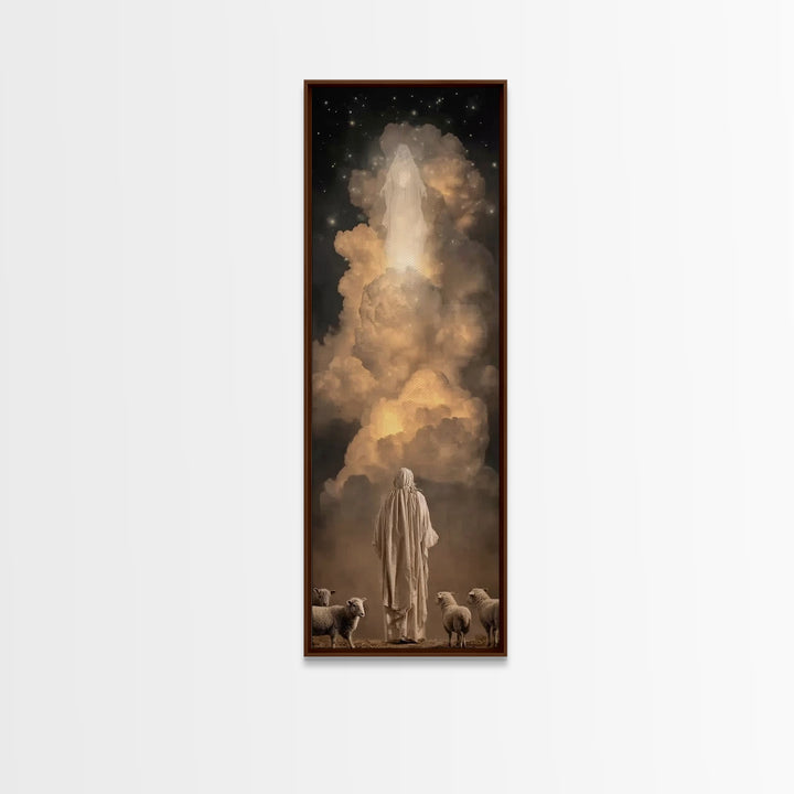 Divine Cloud Vision – Framed Canvas Print – Skinny Art – Christian Art Canvas – Jesus Christmas Art – Christian Wall Art – Christian Christ