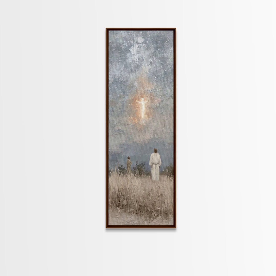 Heavenly Choir Circle – Framed Canvas Print – Narrow Art – Christian Wall Art – Modern Christian Art – Christian Art Canvas – Christmas Art