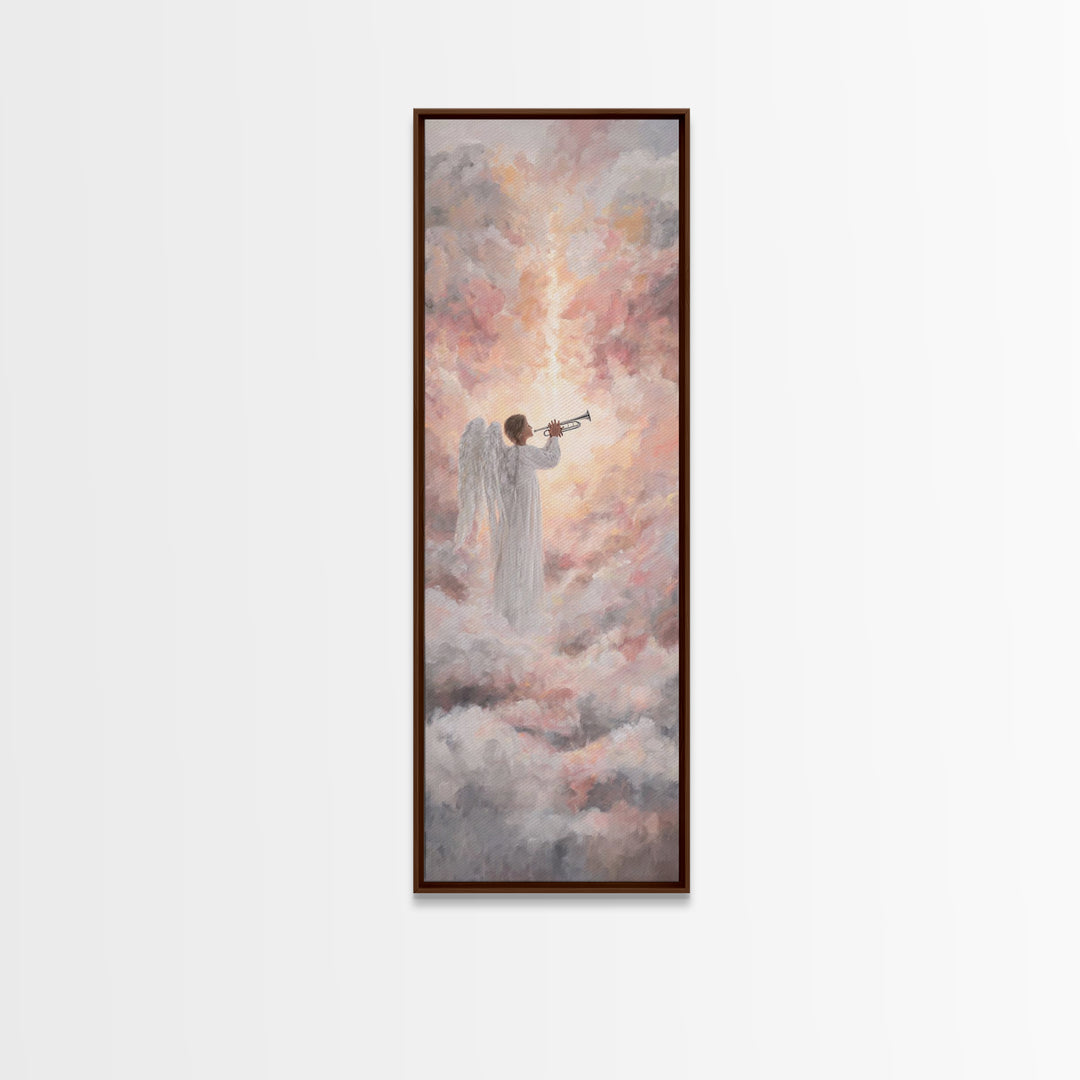 Angelic Dawn Herald – Framed Canvas Print – Tall Skinny Art Print – Christian Wall Art – Christian Art Canvas – Christian Decor