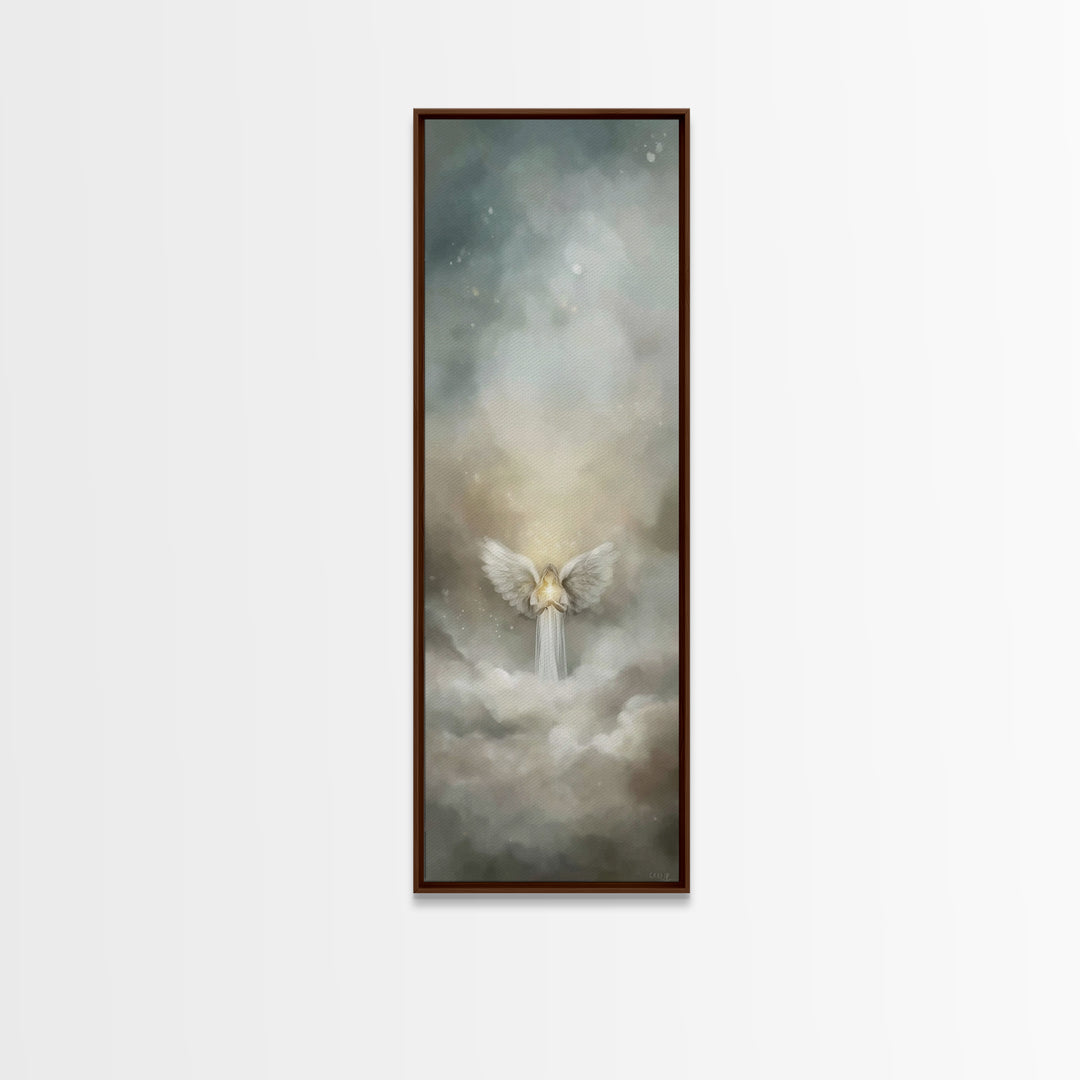 Celestial Light Keeper | Framed Canvas Print | Tall Skinny Art Print | Christian Art Canvas | Christian Christmas Art | Christian Decor