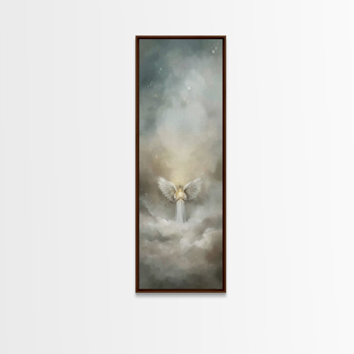 Celestial Light Keeper | Framed Canvas Print | Tall Skinny Art Print | Christian Art Canvas | Christian Christmas Art | Christian Decor
