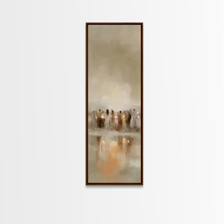 Silent Night Crowd | Framed Canvas Print | Tall Narrow Wall Art | Christian Wall Art | Christian Art Canvas | Christian Christmas Art