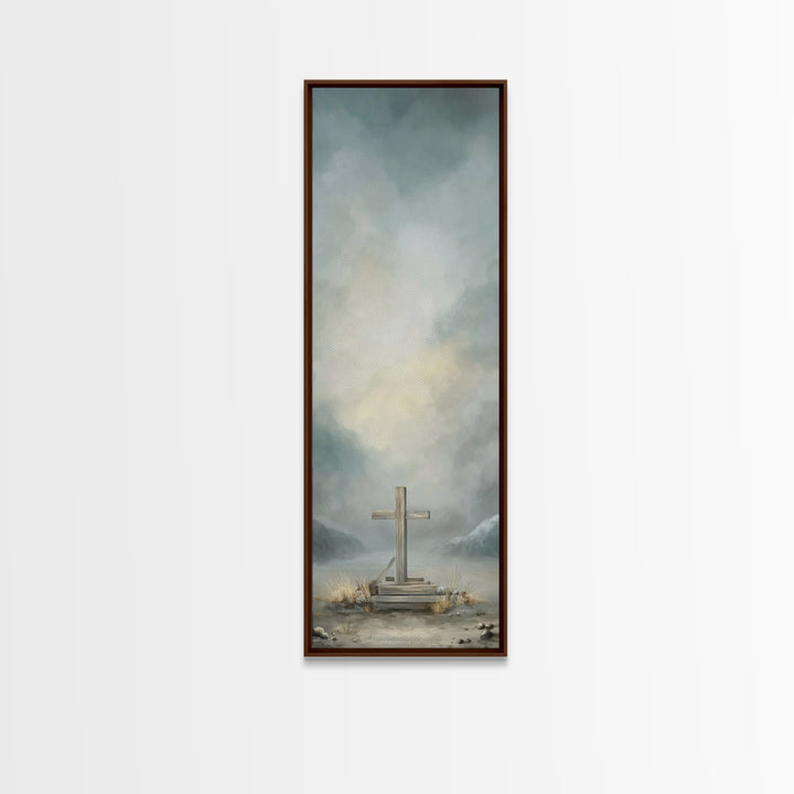 Cross Of Mercy – Framed Canvas Print – Tall Skinny Art Print – Christian Art Canvas – Christian Wall Art – Christian Art Print