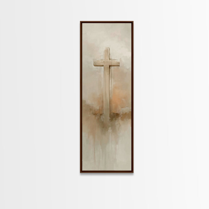 Desert Cross Stillness, Framed Canvas Print, Narrow Art, Christian Art Canvas, Christian Wall Art, Christian Art Painting, Christian Decor