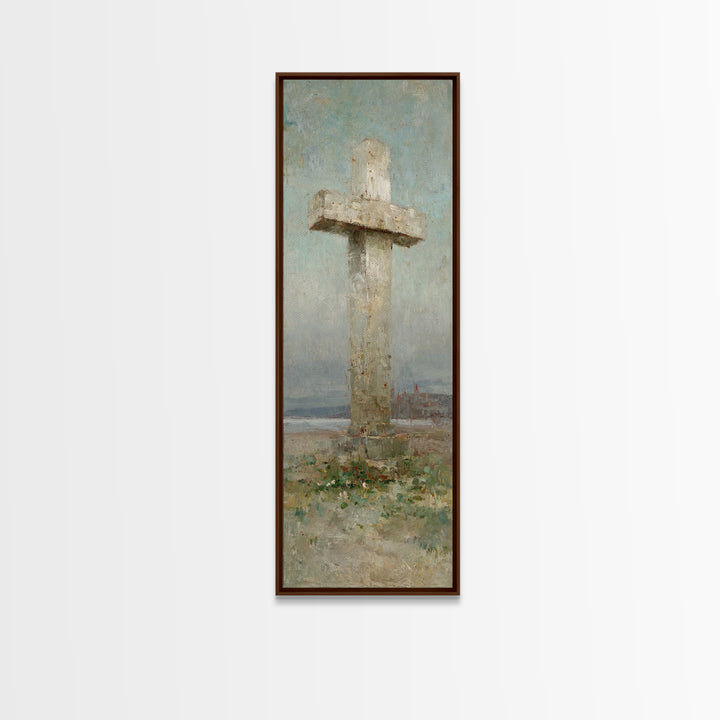 Stone Cross Legacy | Framed Canvas Print | Tall Narrow Wall Art | Christian Art Canvas | Christian Art Print | Christian Painting | Christi