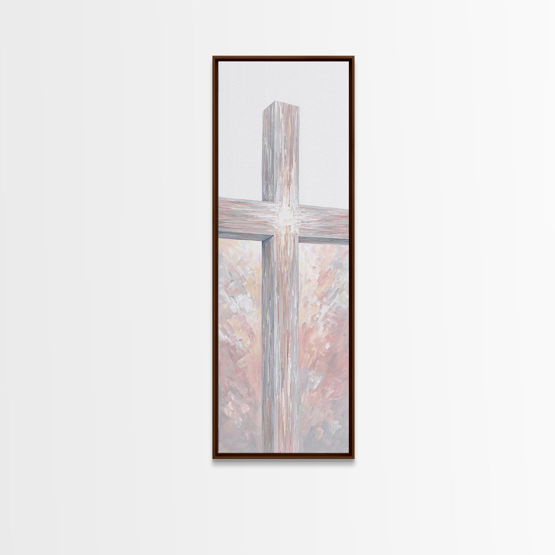 Radiant Cross Glory – Framed Canvas Print – Skinny Art – Christian Painting – Christian Art Canvas – Christian Wall Art – Christian Decor