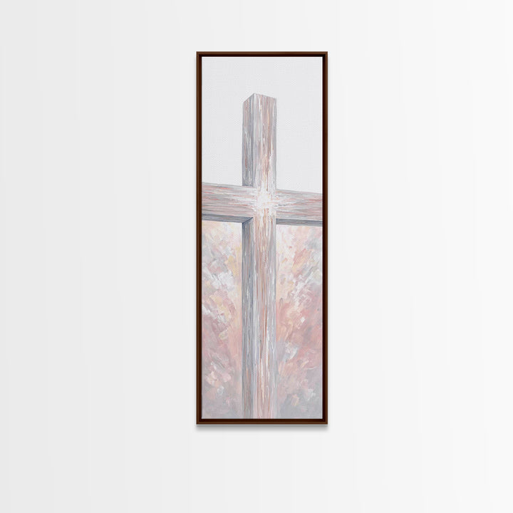 Radiant Cross Glory – Framed Canvas Print – Skinny Art – Christian Painting – Christian Art Canvas – Christian Wall Art – Christian Decor