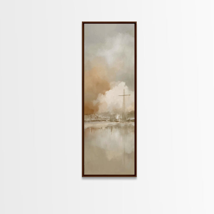 Silent Cross Reflections – Framed Canvas Print – Tall Narrow Wall Art – Christian Art Print – Christian Art Canvas – Christian Wall Art