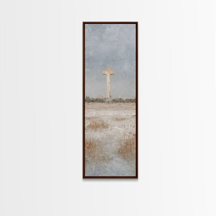 Winter Cross Hope – Framed Canvas Print – Christian Art Canvas – Christian Wall Art – Christmas Art – Tall Narrow Wall Art – Jesus Painting