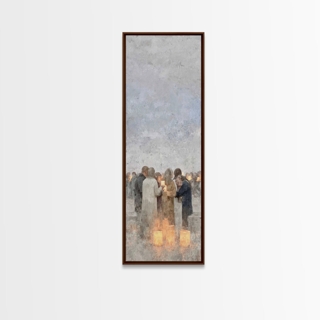 Holy Manger Light | Framed Canvas Print | Christmas Wall Art | Christian Christmas Decor | Christian Art Canvas | Skinny Art