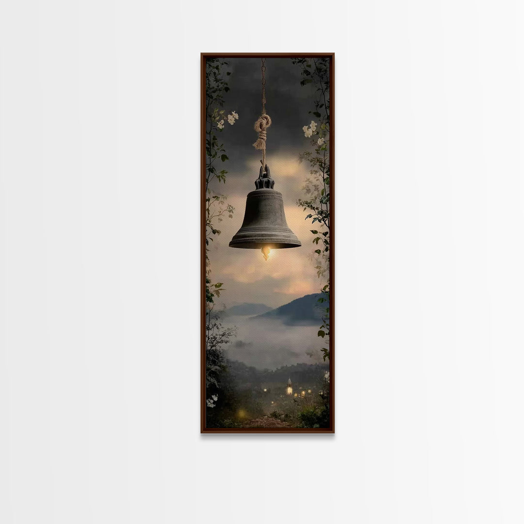 Evening Chapel Call – Framed Canvas Print – Christian Wall Art – Narrow Art – Christian Art Canvas – Christian Painting – Christian Decor