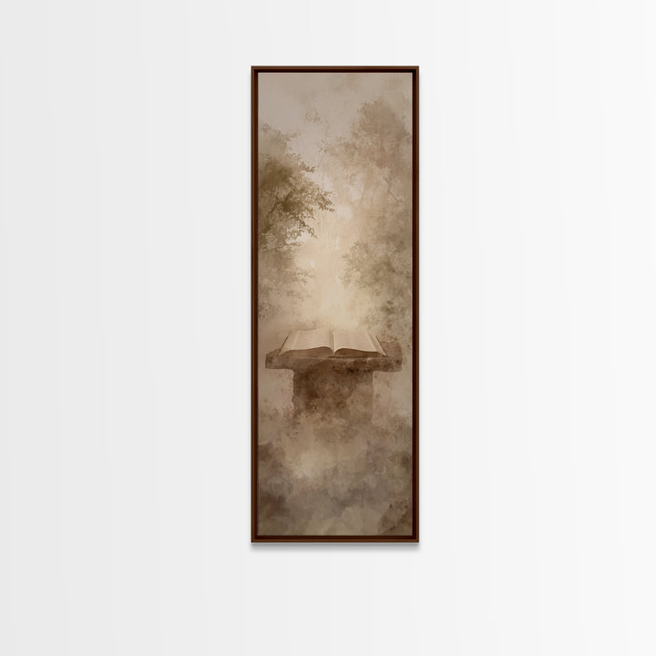 Forest Prayer Table – Framed Canvas Print – Christian Wall Art – Christian Painting – Skinny Art – Christian Art Canvas – Christian Decor