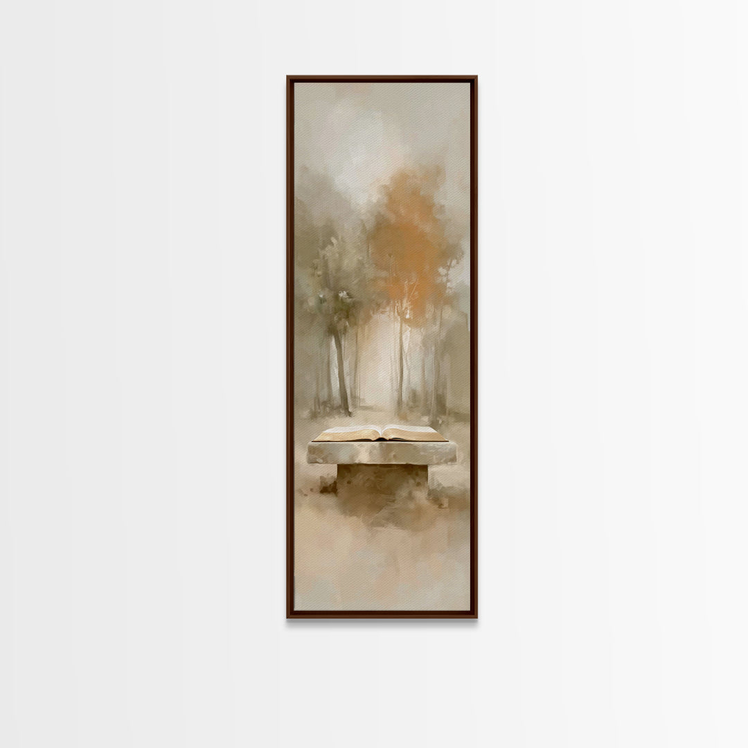 Autumn Scripture Glow | Framed Canvas Print | Christian Art Canvas | Christian Wall Art | Tall Skinny Art Print | Christian Painting | Chri