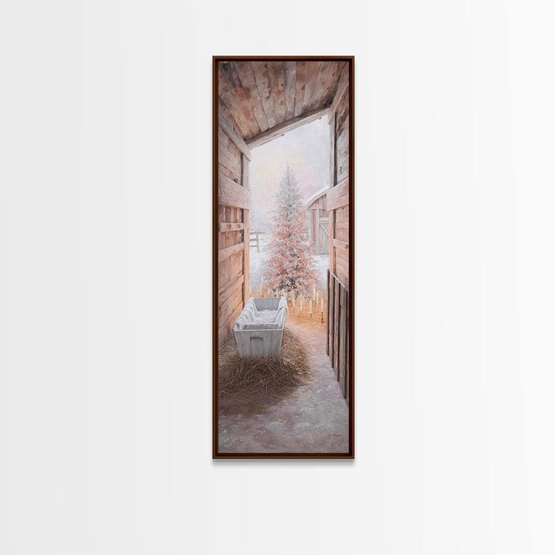 Manger Blessing – Framed Canvas Print – Christian Wall Art – Christmas Art – Christian Art Canvas – Tall Narrow Wall Art