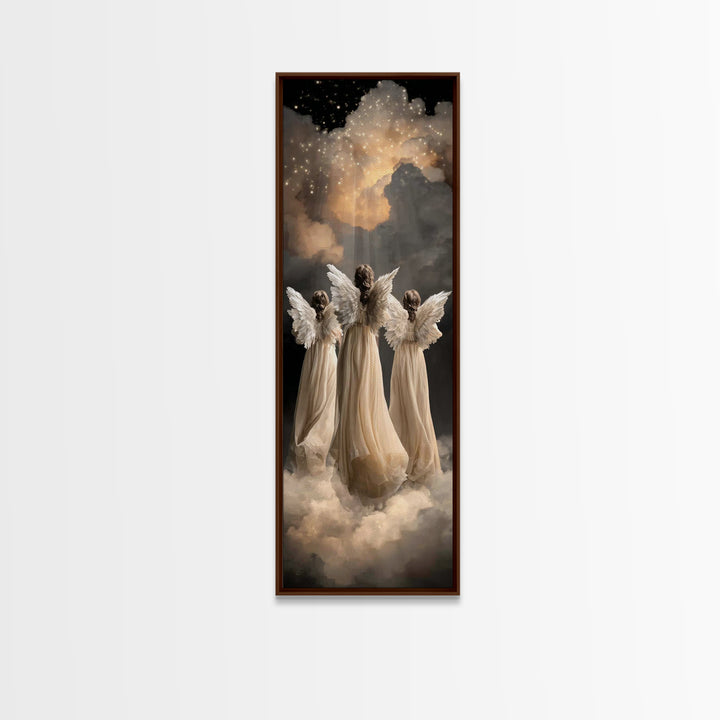 Celestial Guardians – Framed Canvas Print | Christian Wall Art | Christian Art Canvas | Narrow Art | Christian Christmas Art | Christian De