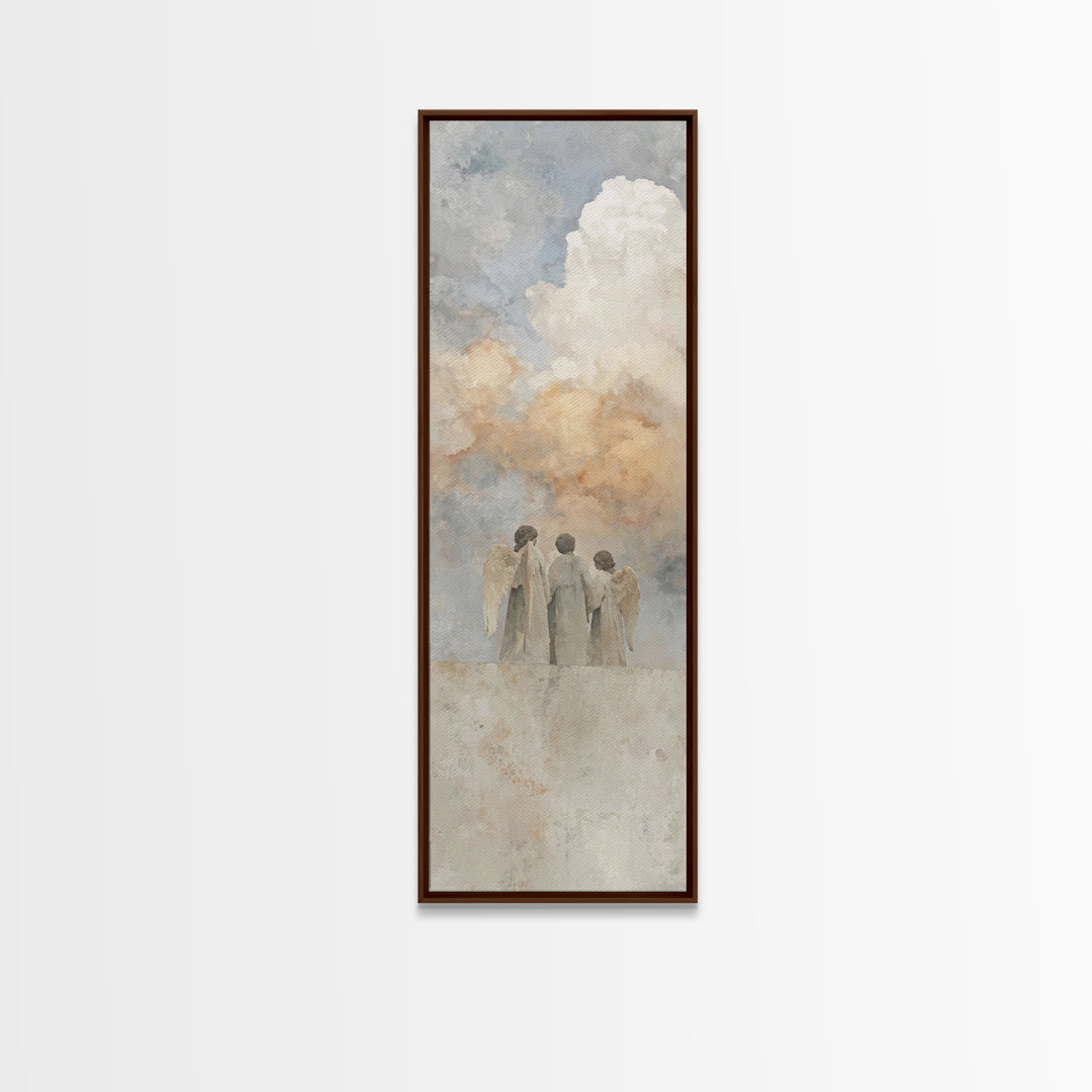 Angels In Prayer – Framed Canvas Print, Christian Wall Art, Christian Art Canvas, Narrow Art, Christian Christmas Art, Christian Gift Ideas