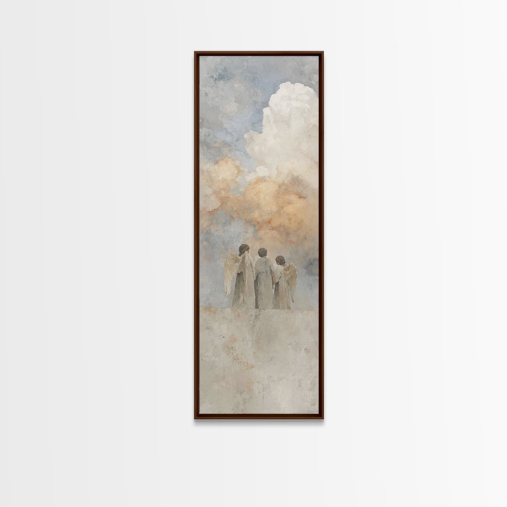 Angels In Prayer – Framed Canvas Print, Christian Wall Art, Christian Art Canvas, Narrow Art, Christian Christmas Art, Christian Gift Ideas