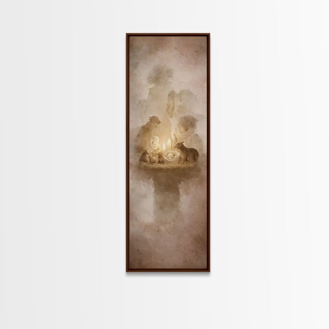 Bethlehem Candle Peace – Framed Canvas Print – Christian Art – Christmas Canvas Wall Art – Skinny Art – Christian Decorations – Jesus Paint