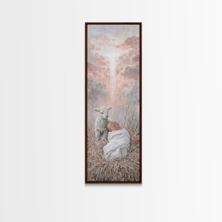 Dawn Of Grace | Framed Canvas Print | Christian Art Canvas | Christmas Art | Tall Skinny Art Print | Jesus Painting | Christian Wall Art