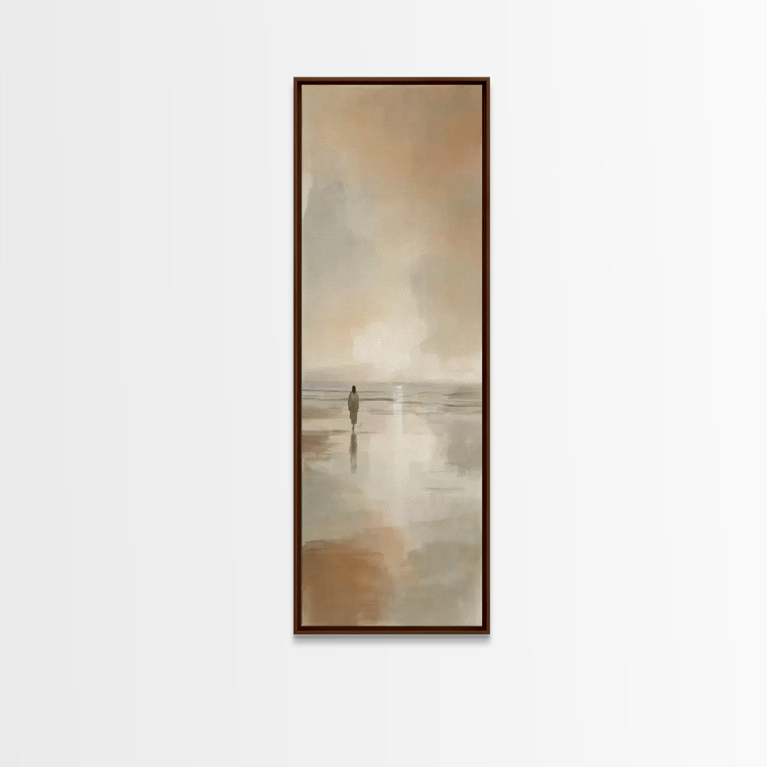 Shoreline Of Peace | Framed Canvas Print | Narrow Art | Christian Wall Art | Christian Art Canvas | Jesus Painting | Christian Christmas Ar
