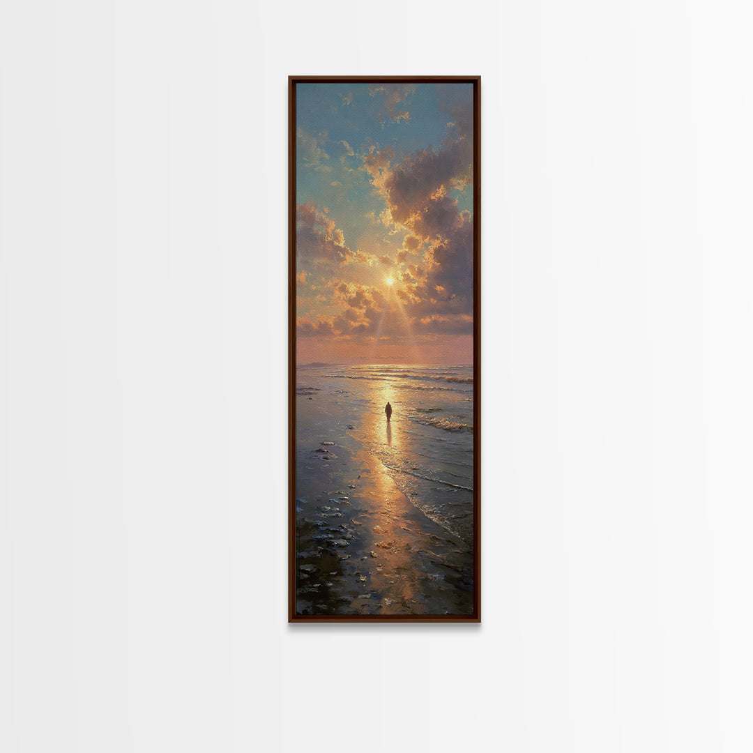 Sea Of Promise | Framed Canvas Print | Tall Narrow Wall Art | Jesus Painting | Christian Art Canvas | Christian Wall Art | Christian Gift
