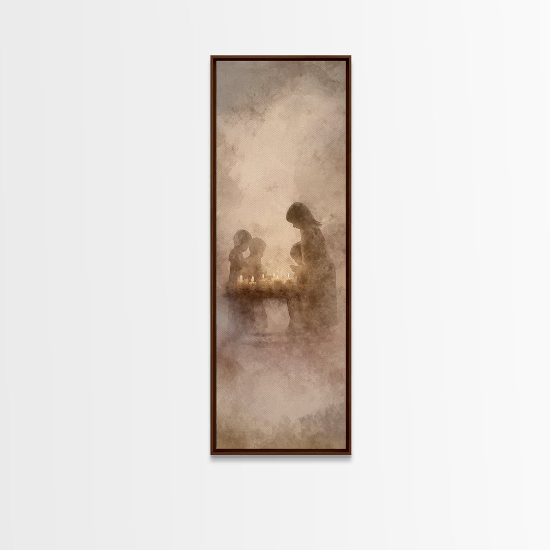 Heavenly City Glow - Framed Canvas Print - Christian Art Print - Christian Wall Art - Christian Decor - Tall Narrow Wall Art - Christmas Ar