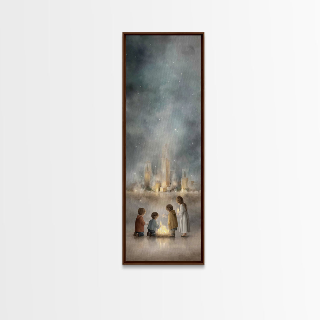 Shepherds In Grace - Framed Canvas Print - Christian Painting - Christian Wall Art - Christian Art Canvas - Tall Skinny Art Print - Jesus A
