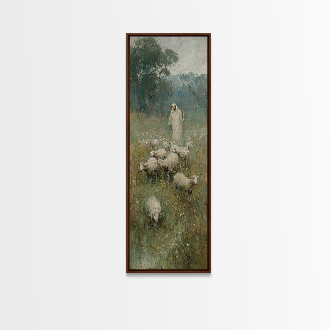 Follow The Shepherd - Framed Canvas Print - Christian Art Canvas - Christian Wall Art - Large Christian Painting - Skinny Art - Jesus Art
