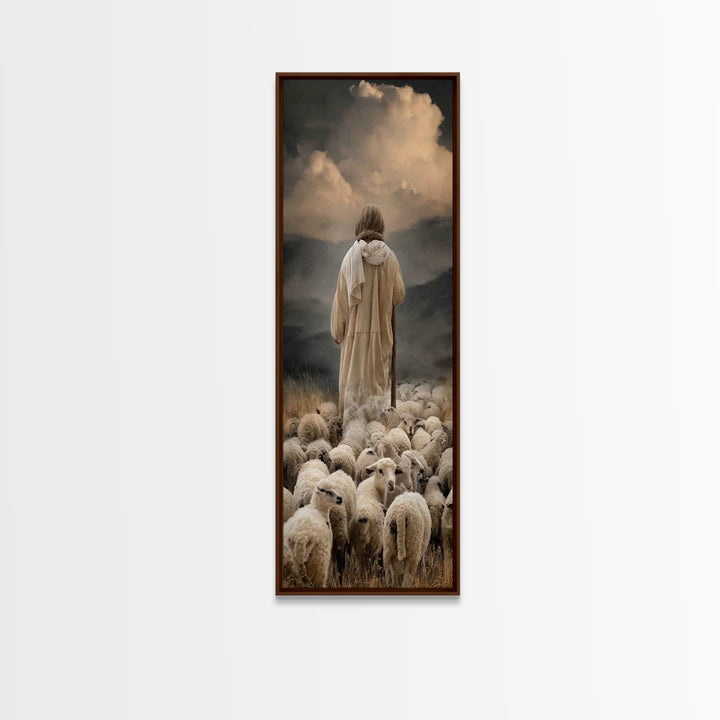 Shepherd Of Peace – Framed Canvas Print – Christian Wall Art – Jesus Painting – Christian Art Canvas – Narrow Art – Christian Art