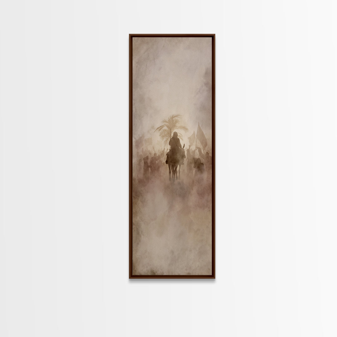 Palm Branch Dawn – Framed Canvas Print – Christian Art Canvas – Christian Art – Tall Skinny Art Print – Jesus Painting – Christian Wall Art