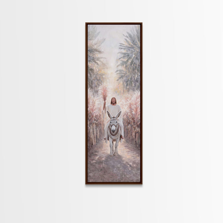 Palm Road Arrival – Framed Canvas Print – Christian Art Canvas – Christian Wall Art – Skinny Art – Christian Painting – Jesus Art