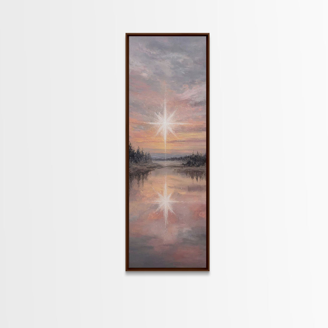 Silent Birth Refuge – Framed Canvas Print – Christian Wall Art – Vintage Christmas Art – Christian Art Print – Skinny Art