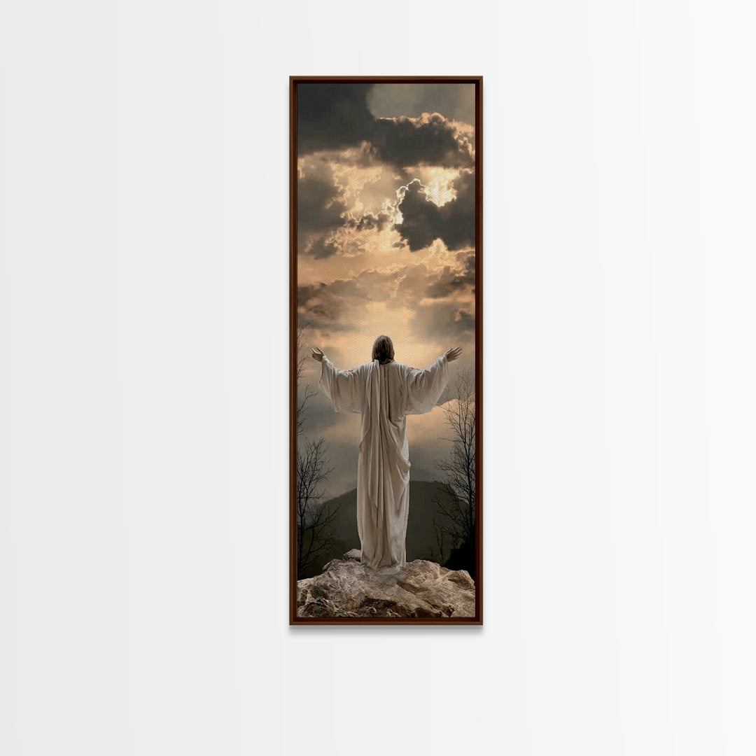 Radiant Summit Grace – Framed Canvas Print – Christian Wall Art – Jesus Painting – Tall Narrow Wall Art – Christian Art Canvas – Christmas