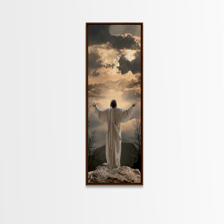 Radiant Summit Grace – Framed Canvas Print – Christian Wall Art – Jesus Painting – Tall Narrow Wall Art – Christian Art Canvas – Christmas