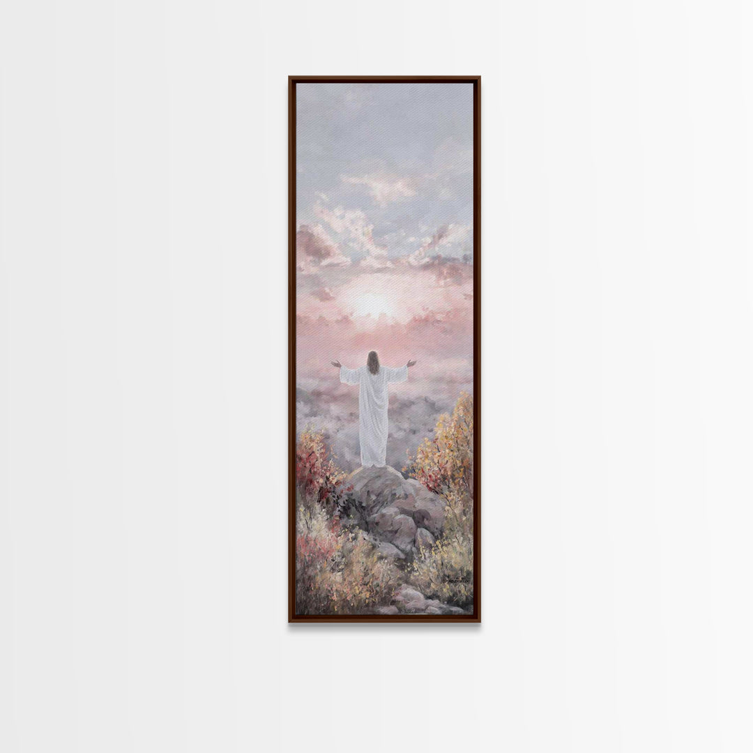 Dawn of Mercy Light, Framed Canvas Print, Christian Art Canvas, Jesus Painting, Christian Wall Art, Skinny Art, Christian Christmas Art, Ch