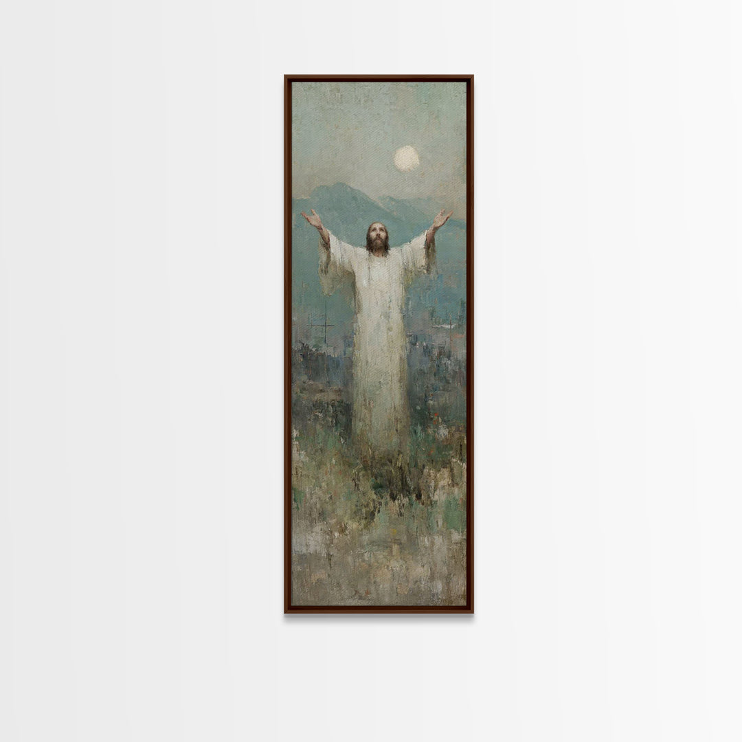 Light of Salvation Grace – Framed Canvas Print – Christian Christmas Art – Jesus Painting – Christian Wall Art – Tall Narrow Wall Art – Chr