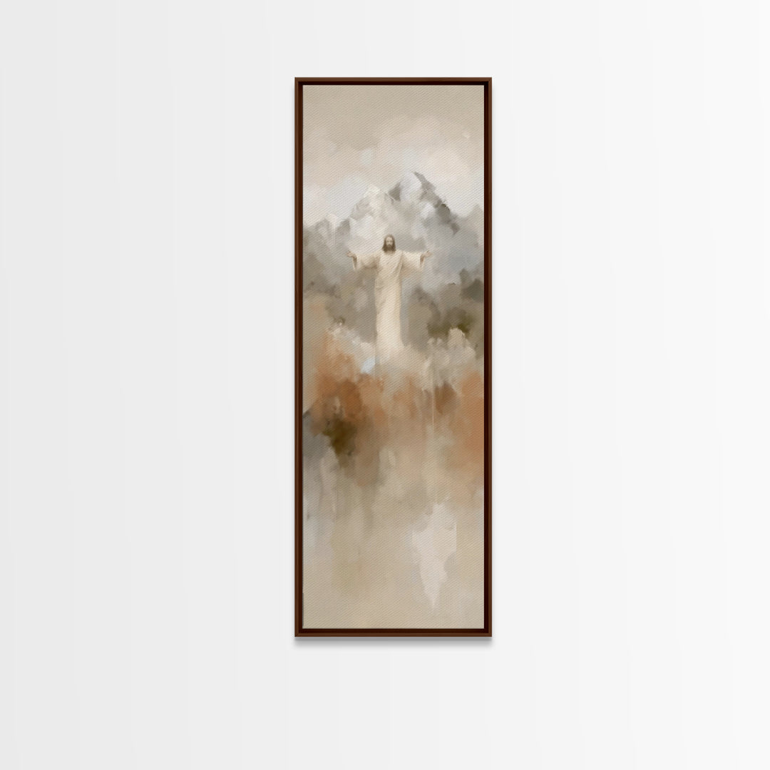 Sacred Misty Dawn | Framed Canvas Print | Jesus Painting | Christian Art Canvas | Christian Wall Art | Skinny Art | Christian Christmas Art